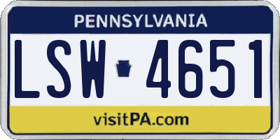 PA license plate LSW4651