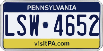 PA license plate LSW4652