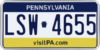 PA license plate LSW4655