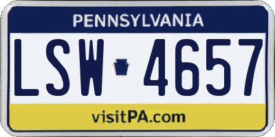 PA license plate LSW4657