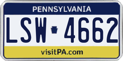 PA license plate LSW4662
