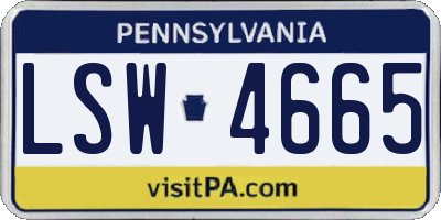 PA license plate LSW4665