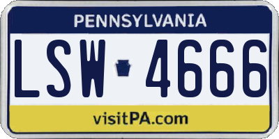 PA license plate LSW4666