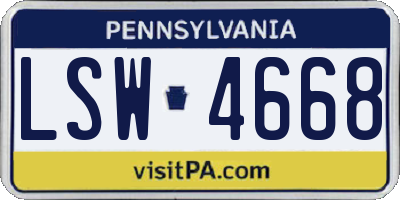 PA license plate LSW4668
