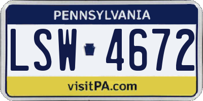 PA license plate LSW4672