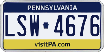 PA license plate LSW4676