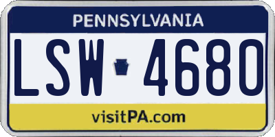PA license plate LSW4680