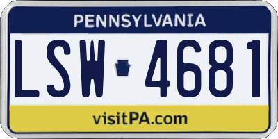 PA license plate LSW4681