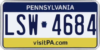 PA license plate LSW4684