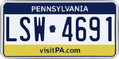 PA license plate LSW4691