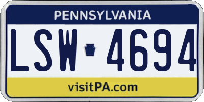 PA license plate LSW4694