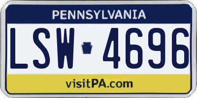 PA license plate LSW4696