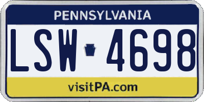 PA license plate LSW4698