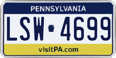 PA license plate LSW4699