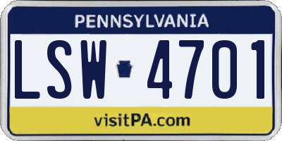 PA license plate LSW4701