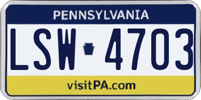 PA license plate LSW4703