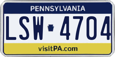 PA license plate LSW4704
