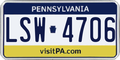 PA license plate LSW4706