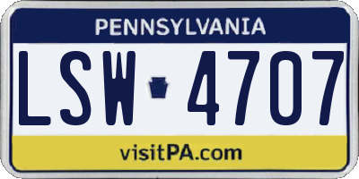 PA license plate LSW4707