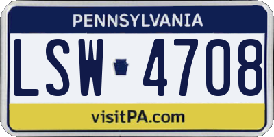 PA license plate LSW4708