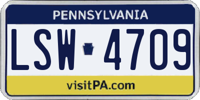 PA license plate LSW4709