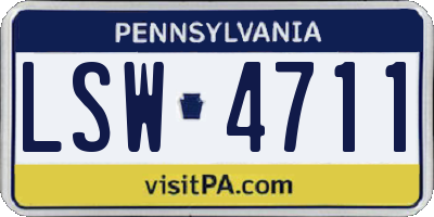 PA license plate LSW4711