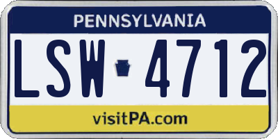 PA license plate LSW4712