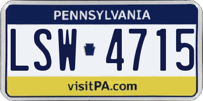 PA license plate LSW4715