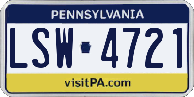 PA license plate LSW4721