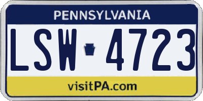 PA license plate LSW4723