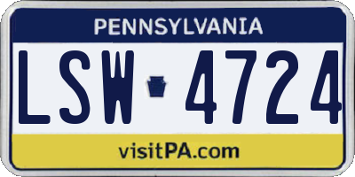 PA license plate LSW4724