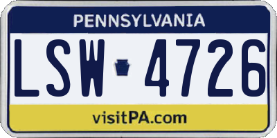 PA license plate LSW4726