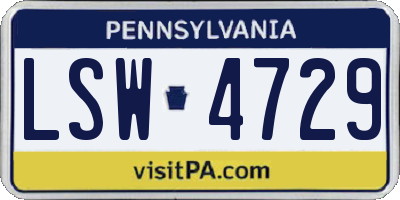 PA license plate LSW4729