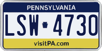 PA license plate LSW4730