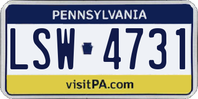 PA license plate LSW4731