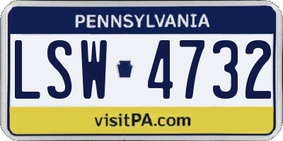PA license plate LSW4732