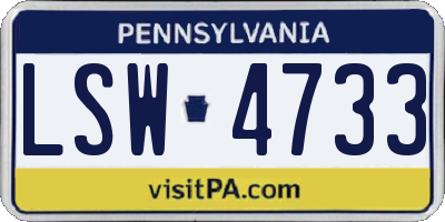 PA license plate LSW4733