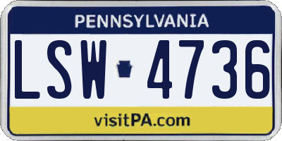 PA license plate LSW4736