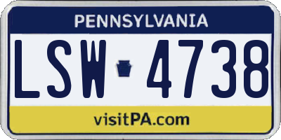 PA license plate LSW4738