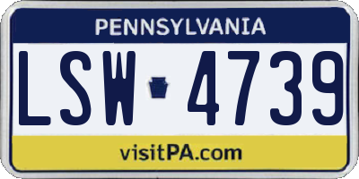 PA license plate LSW4739