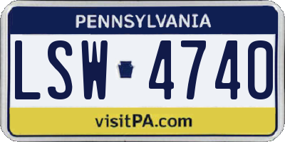 PA license plate LSW4740