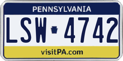 PA license plate LSW4742