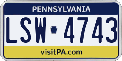 PA license plate LSW4743