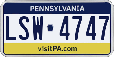 PA license plate LSW4747