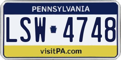 PA license plate LSW4748