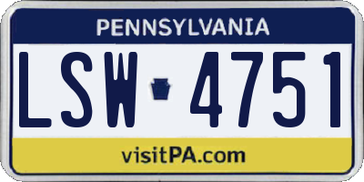 PA license plate LSW4751