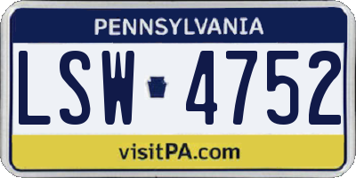 PA license plate LSW4752