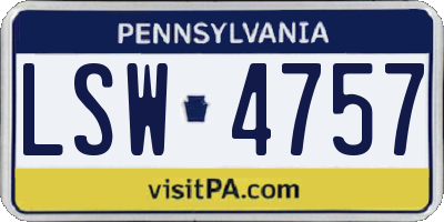 PA license plate LSW4757