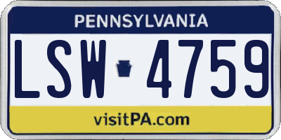 PA license plate LSW4759
