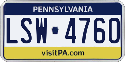 PA license plate LSW4760